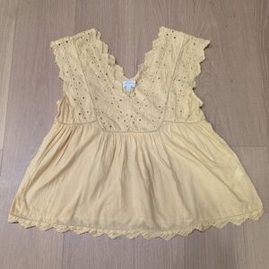 Yellow Eyelet Lace Women's Top